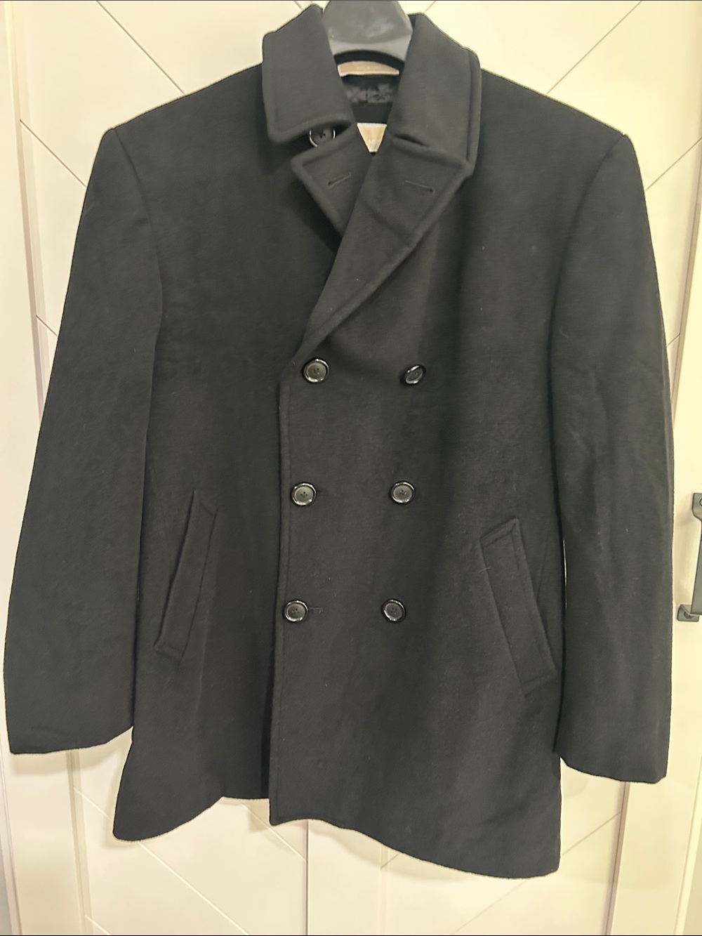 Micheal Kors Mens Medium black lined Peacoat 70%wool jacket coat